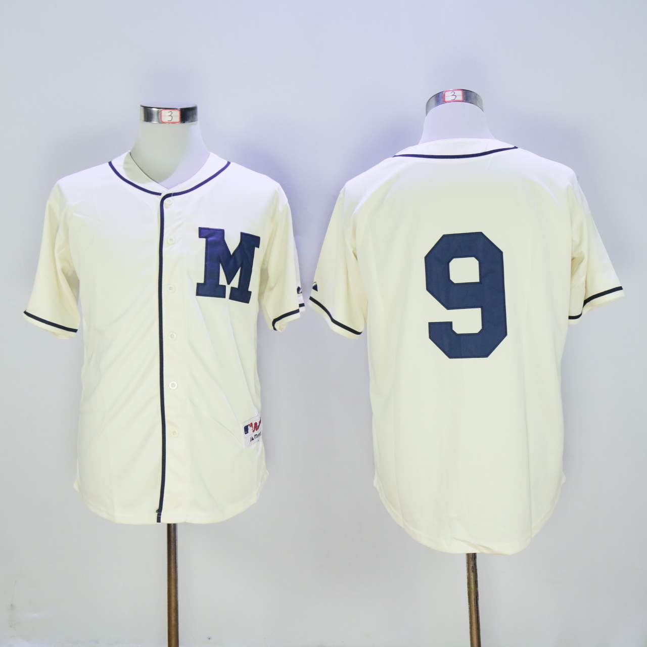 Men Milwaukee Brewers 9 Segura Cream 1913 MLB Jerseys